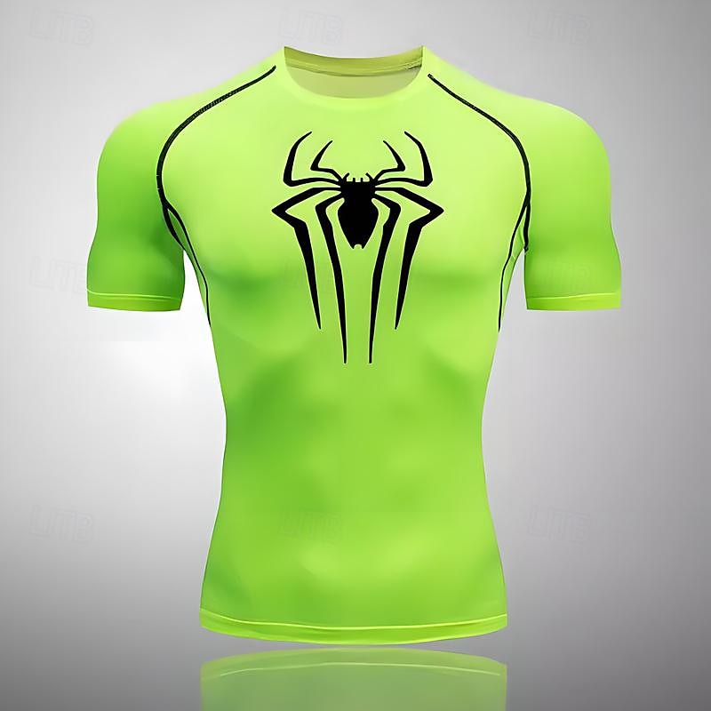 Men's Compression Shirt Athletic Shirt Gym Shirt Fitness Shirt Short Sleeve Tee Tshirt Casual Athleisure Breathable Quick Dry Soft Fitness Gym Workout Running Sportswear Activewear Black White Red 2025 - $12.39 –P9