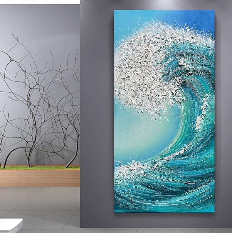Handmade Oil Painting Canvas Wall Art Decoration Modern Abstract Texture Sea Wave Landscape for Home Decor Rolled Frameless Unstretched Painting 2025 - $58.99 –P5