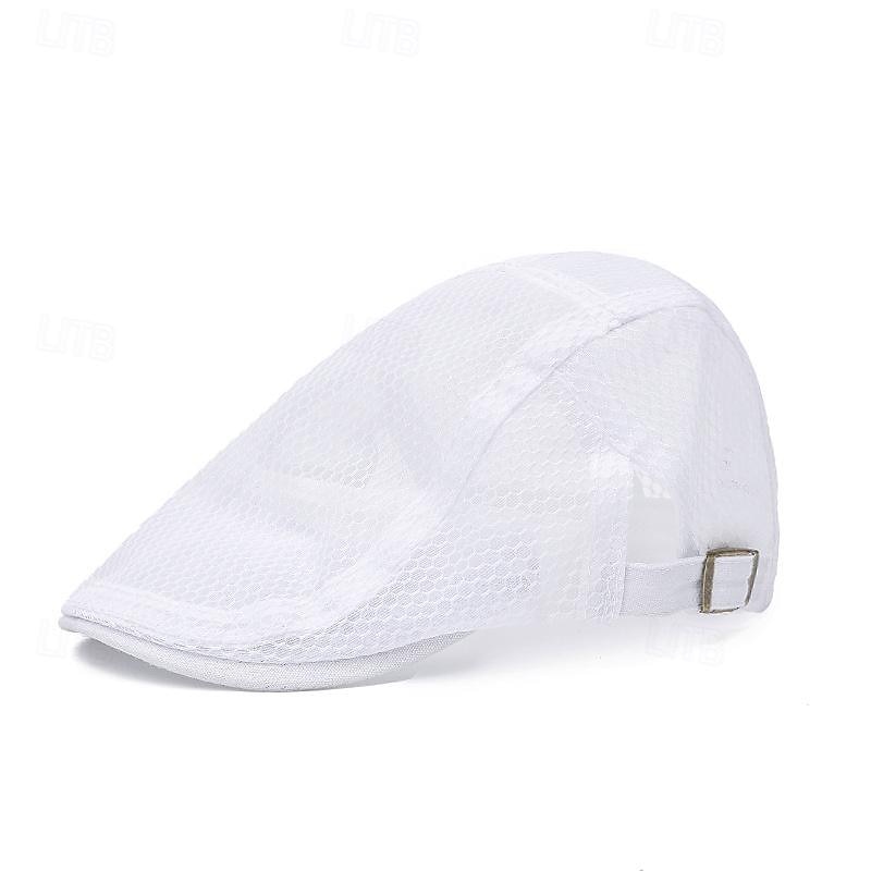 Men's Flat Cap Ascot Hat Newsboy Hat Black White Acrylic Fibers Mesh Fashion Casual Street Daily Plain Adjustable Sunscreen Breathable 2025 - $8.99 –P8