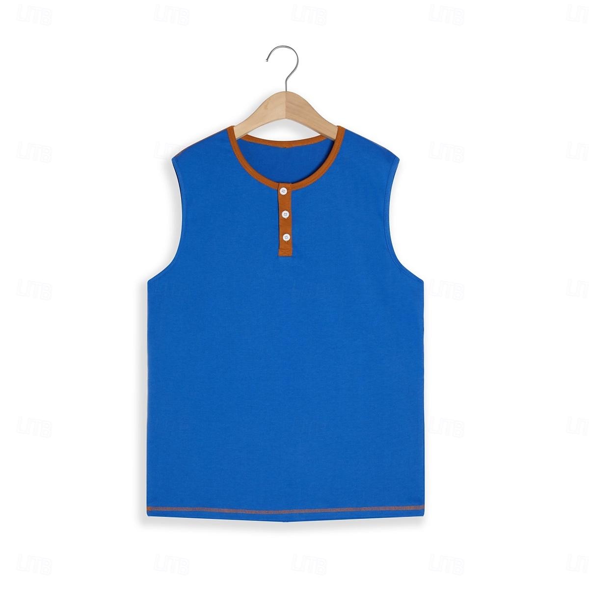 Bărbați Bluză Sub Cămașă Cămașă fără mâneci Cămașă Wifebeater Fără manșon Henley Vară Simplu Modă Designer Muşchi Peteci În aer liber Sală de Fitness Ieșire Albastru regal Top tricou pentru bărbați 2026 - $18.99 –P10
