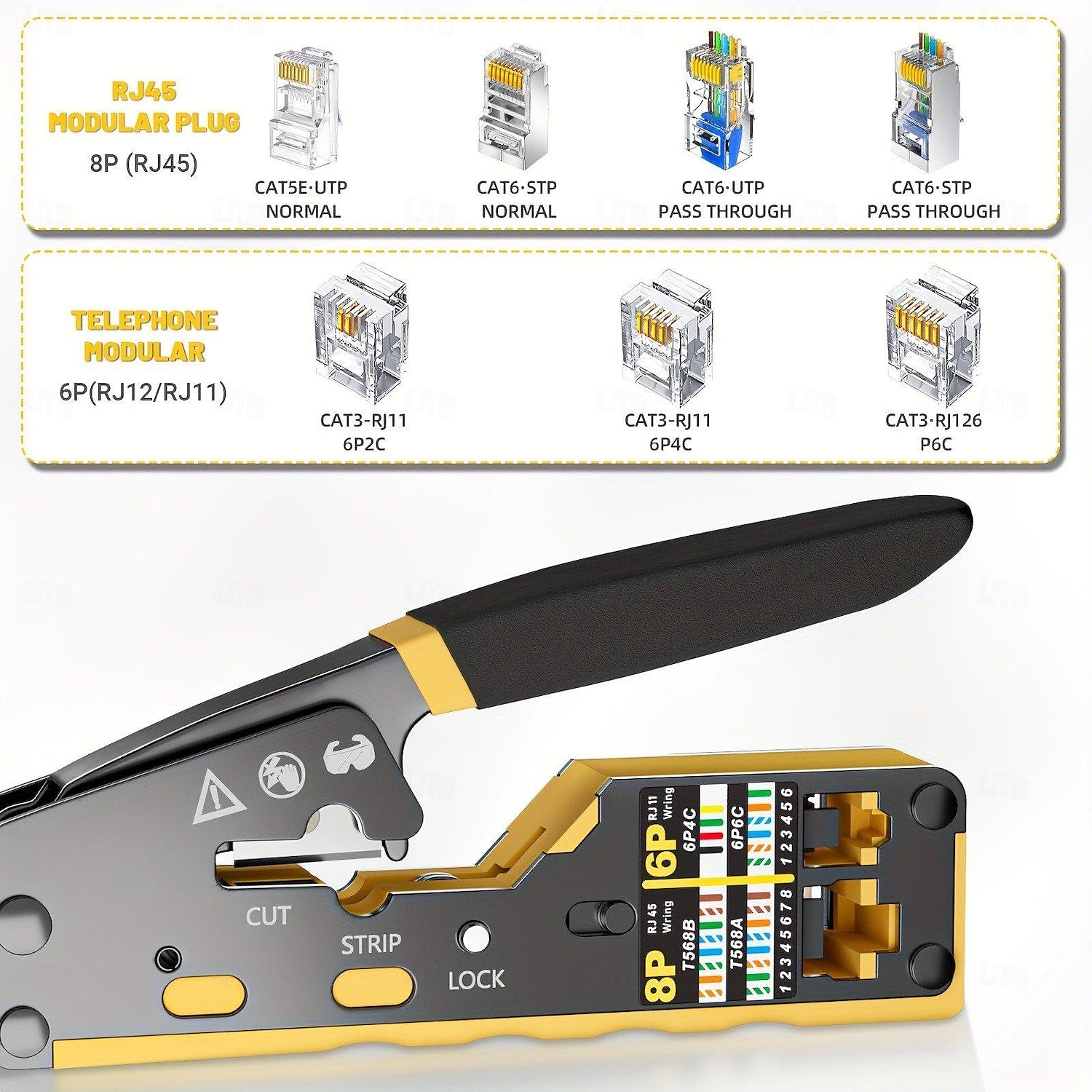 All-in-One RJ45 Pass Through Crimp Tool for Cat6 Cat5 Cat5e Ethernet Modular Connector Wire Cutter and Crimper 2025 - $26.99 –P5