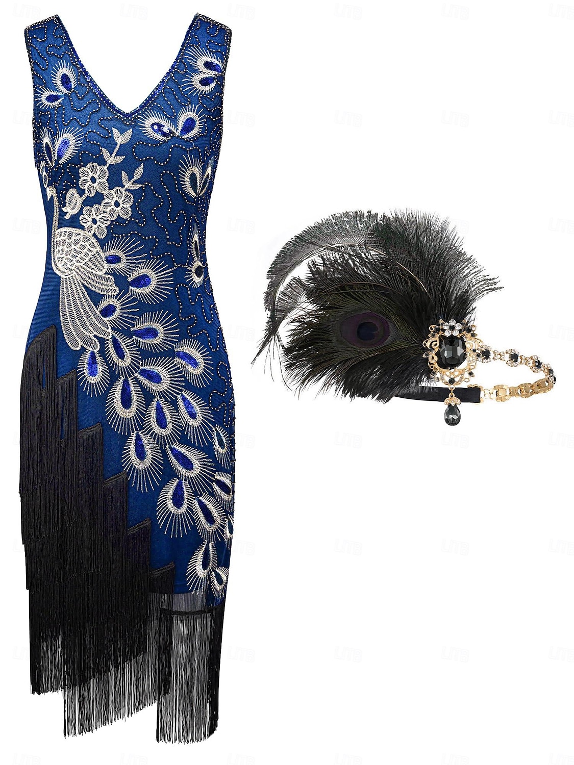 Retró Ordító 20-as évek 1920-as évek Flapper ruha Flapper fejpánt A nagy Gatsby Flapper lány Esküvői Vendég Flitter Rojt Toll Jelmez Női Menyegző Ruha Klub Felnőttek Ruha Fejfedők Hazatérő ruhák 2025 - $54.99 –P8