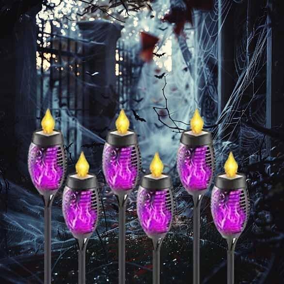 lumini solare cu flacără pâlpâitoare în aer liber, lumini pentru căi de lanternă solară de Crăciun de Halloween, lampă rezistentă la apă, decorare peisaj, iluminare, decorare pentru exteriorul căii de grădină, grătare de camping 2025 - $11.49 –P8