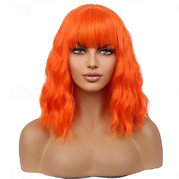 Perruque courte bob bleue pour femmes perruque bouclée ondulée avec frange aérienne résistante à la chaleur perruques synthétiques pour un usage quotidien Halloween et soirées cosplay de 2025 ? $18.99 –P5