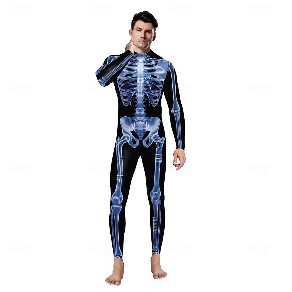 Couples Halloween Carnival muscle skeleton frame horror digital print parade party performance costume 2025 - $32.99 –P2