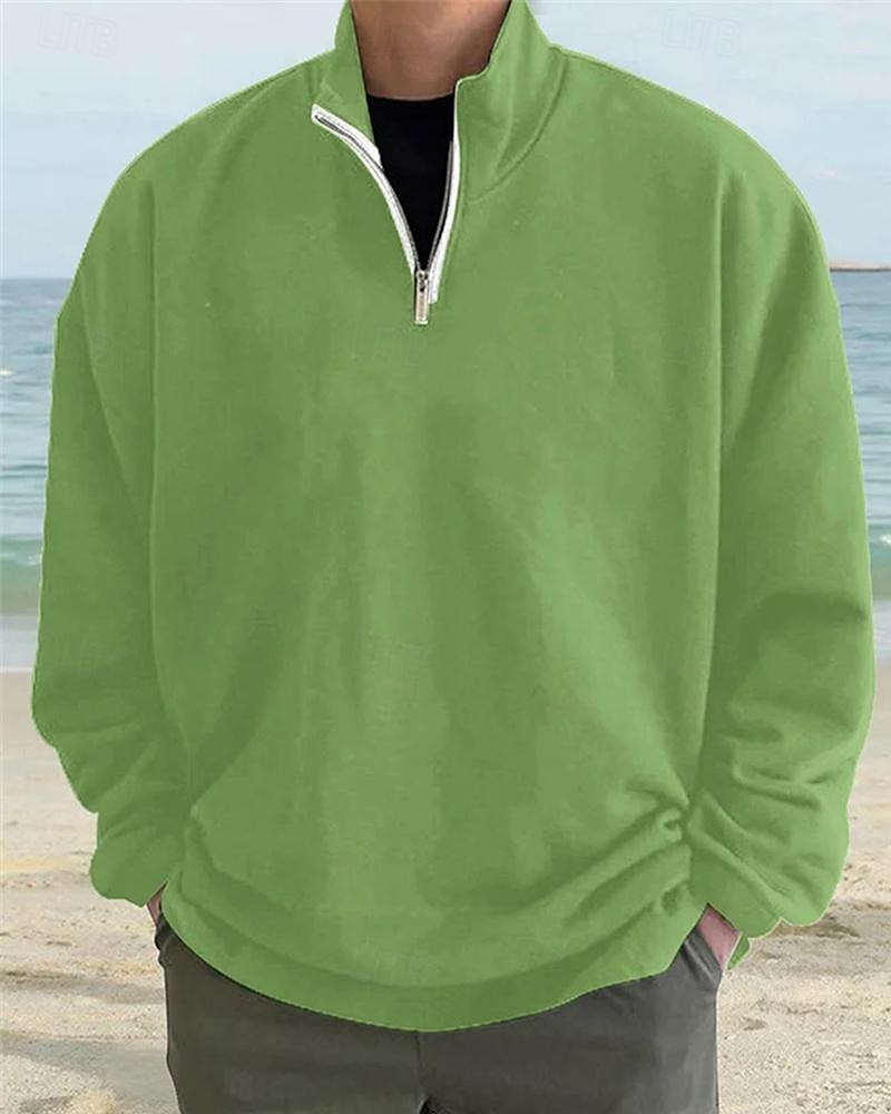 Men's Sweatshirt Quarter Zip Sweatshirt Light Grey Half Zip Plain Daily Sports & Outdoor Holiday Polyester Streetwear Basic Casual Spring &  Fall Clothing Apparel Hoodies Sweatshirts  Long Sleeve 2026 - $27.99 –P4