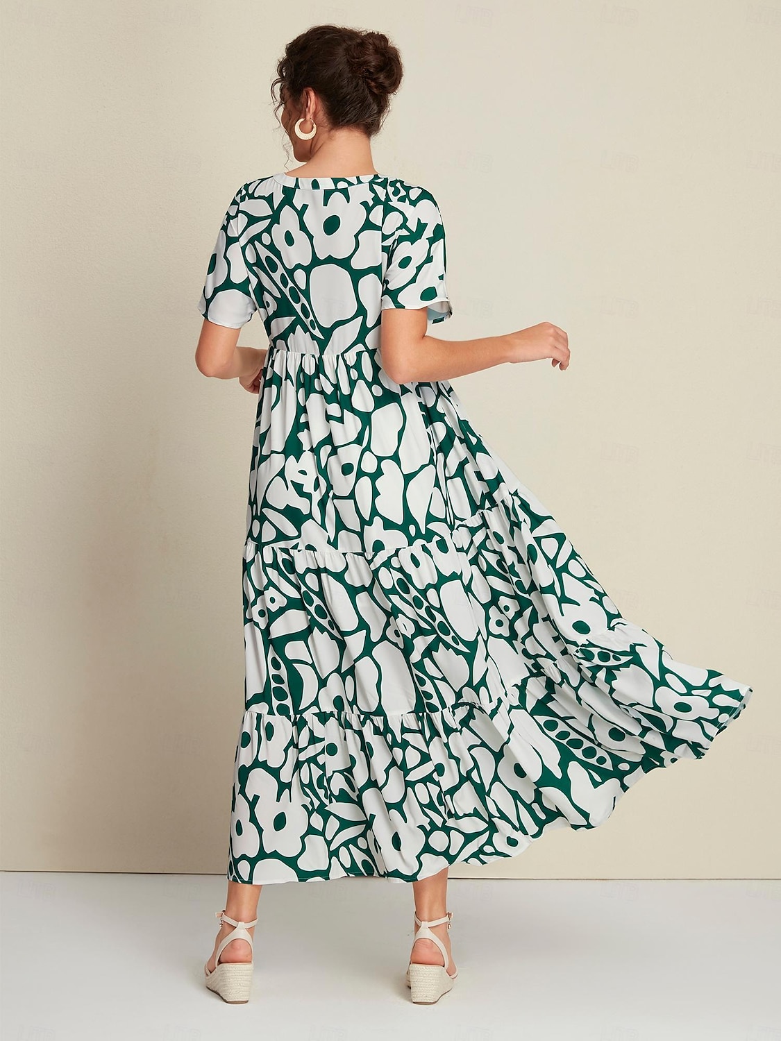 Plant Print V Neck Maxi Dress 2025 - $61.99 –P2