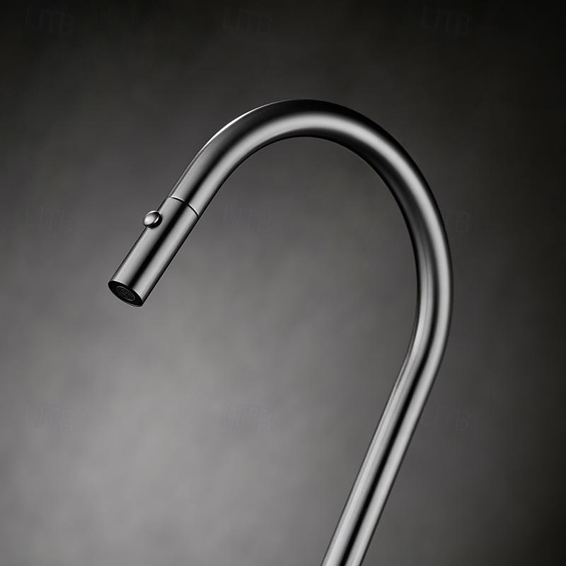 2025年 水栓 - シングルハンドルつの穴 クロム / ブラッシュドニッケル / 電気メッキ プルアウト / プルダウン / 標準スパウト / トール / ハイアーク センターセット 現代コンテンポラリー Kitchen Taps  コレクション – $210.59 –P7