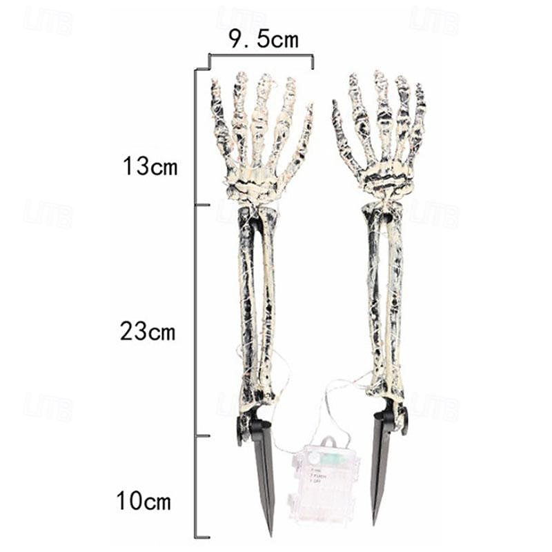 2 Stück Halloween-Skeletthand-Gartenlampe, Arme, Handpfähle, realistisch aussehende Halloween-Rasen-Gartendekor-Lichtrequisiten, LED-leuchtende Geisterhand in Totenkopfform, Plug-in-Lampe 2025 - $27.99 –P1