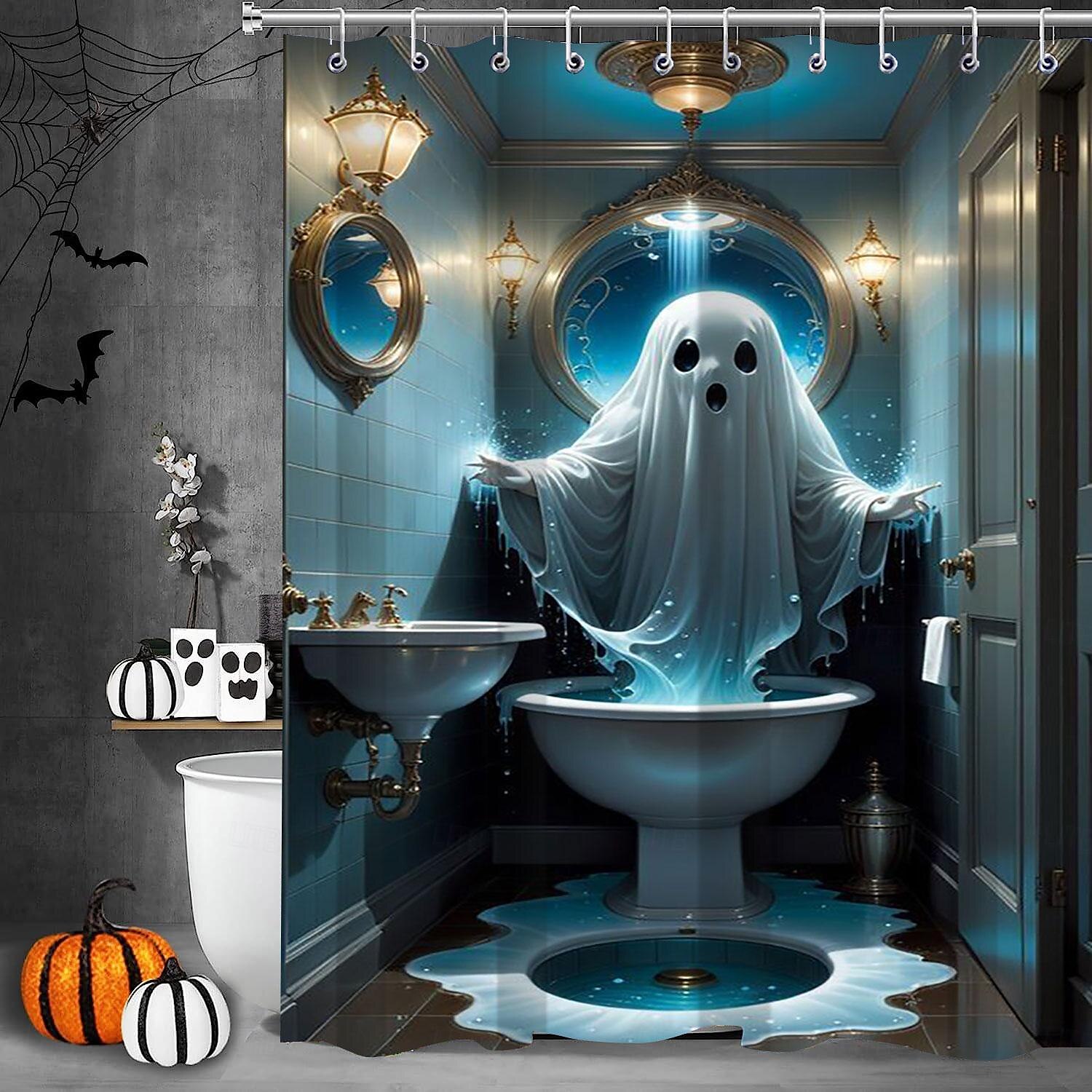 Halloween Shower Curtain with Hooks for Bathroom Shower Curtain  Bathroom Decor Set Polyester Waterproof 12 Pack Plastic Hooks Skull Heads 2025 - $19.99 –P11