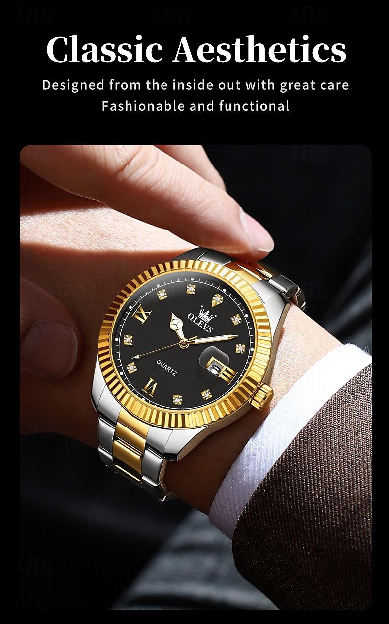 OLEVS Men Quartz Watch Fashion Business Wristwatch Luminous Calendar Waterproof Decoration Steel Watch 2025 - $27.99 –P3