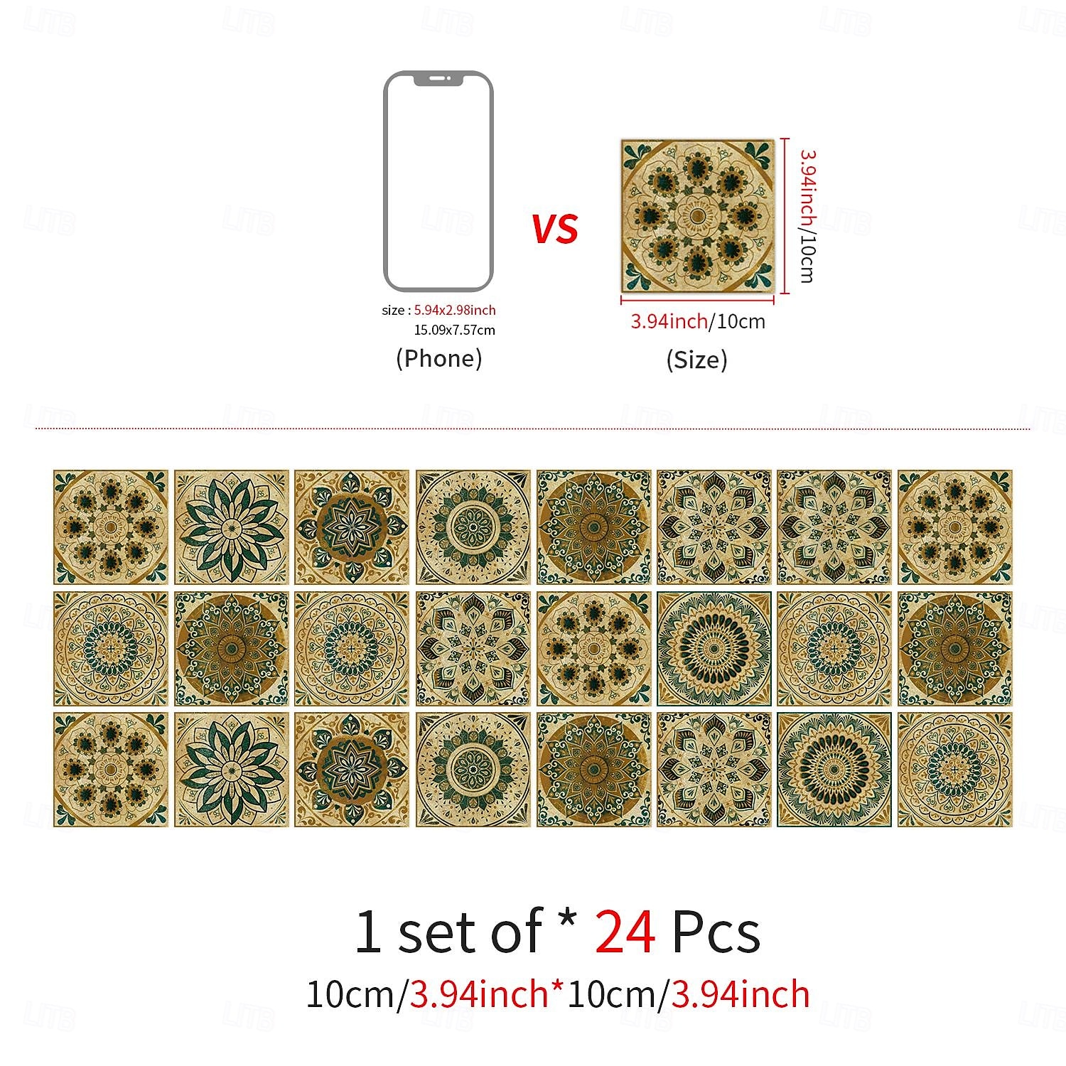 24 adesivi per piastrelle in stile marocchino, decalcomanie murali in PVC con pellicola di cristallo ispessita, impermeabili &Decorazione murale in piastrelle retrò, antiolio e rimovibili, per bagno, del 2025 a $10.99 –P3