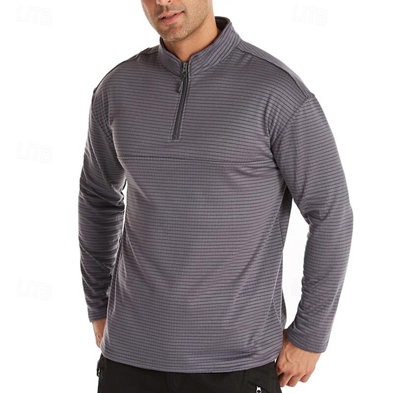 Men's Base Layer Quarter Zip Long Sleeve Jersey Casual Athleisure Fall Polar Fleece Thermal Warm Gym Workout Running Walking Sportswear Activewear Solid Colored Black Navy Blue Khaki 2025 - $13.99 –P3