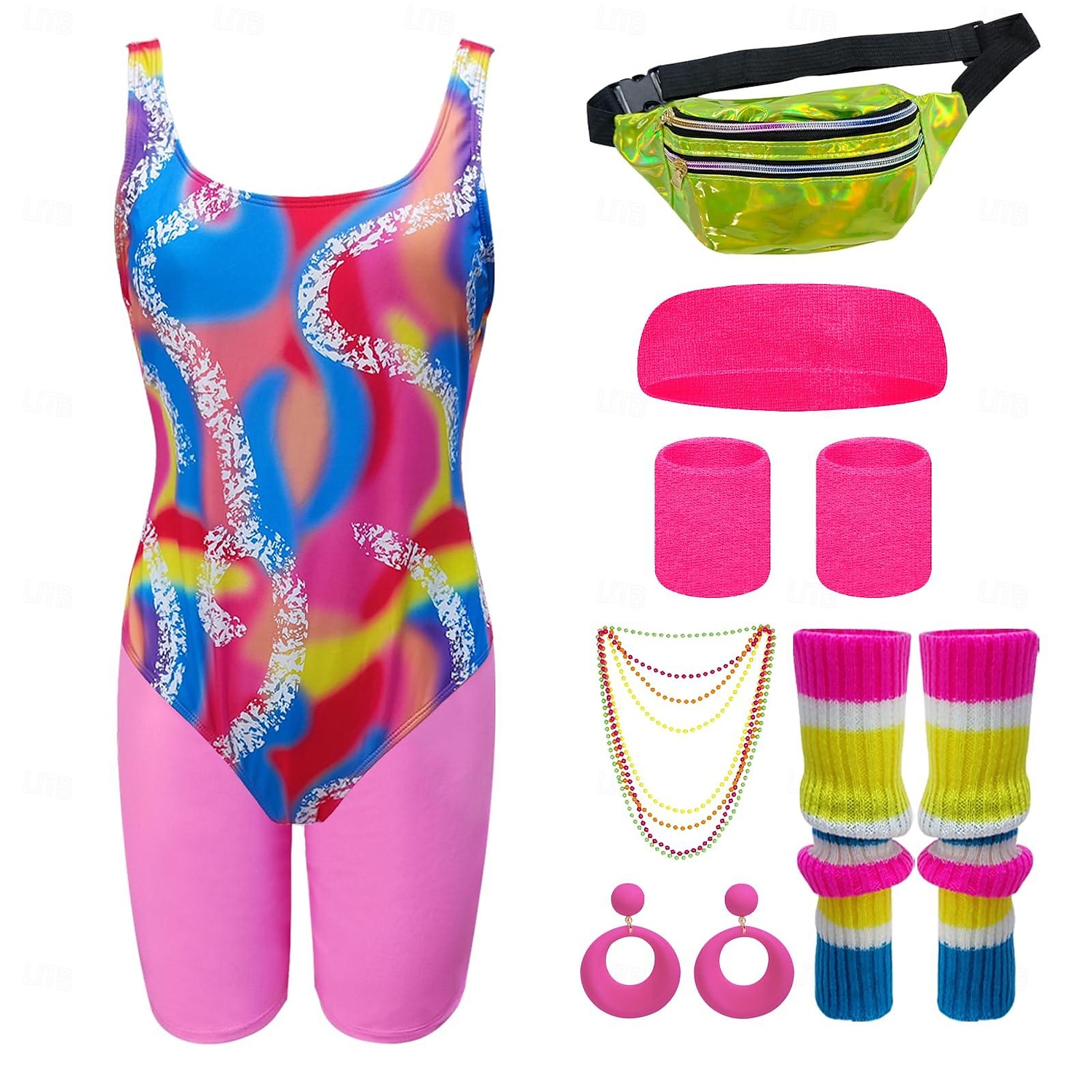 Ретро В стиле 1980-х Тренировка Инвентарь Леггинсы Набор аксессуаров Маскарадный костюм Жен. Маскарад Для вечеринок На каждый день Парад гордости Взрослые Кофты Брюки Сумки Все сезоны 2026 - $46.99 –P5