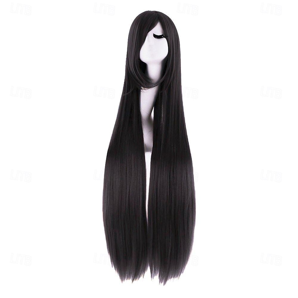Peruca de Cosplay Longa Lisa com Franja Obliqua de 40 Polegadas 100 cm Perucas de Festa de Halloween de 2025 por GBP £10 –P1