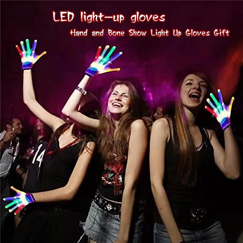 LED Hand Bone Glowing Gloves Halloween Skeleton Mitten Colorful Glow In The Dark Glove Holiday Stage Costume Supplies 2025 - $15.99 –P5