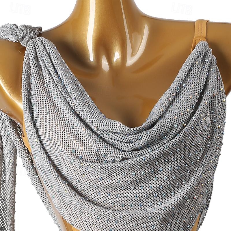 Danse latine Robe Cristaux / Stras Femme Utilisation Usage quotidien Sans Manches Spandex de 2025 ? $168.99 –P6