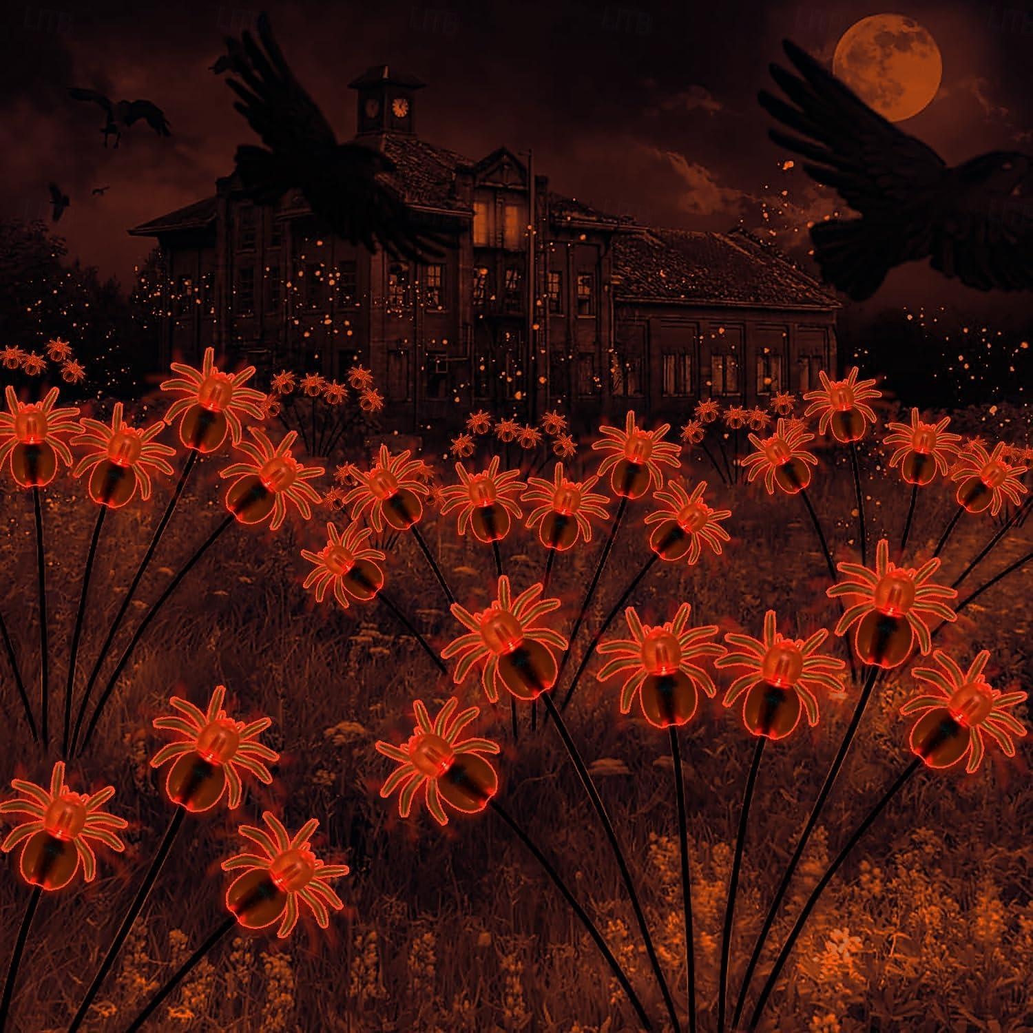 2pcs Halloween Solar Firefly Swing Spiders Light Purple Red Green Solar Outdoor Lawn Pathway Lights Waterproof Plug In the Ground Lamp Swing with the Wind for Outdoor Yard Garden Pathway Patio Decoration Lamp 2026 - $27.99 –P2
