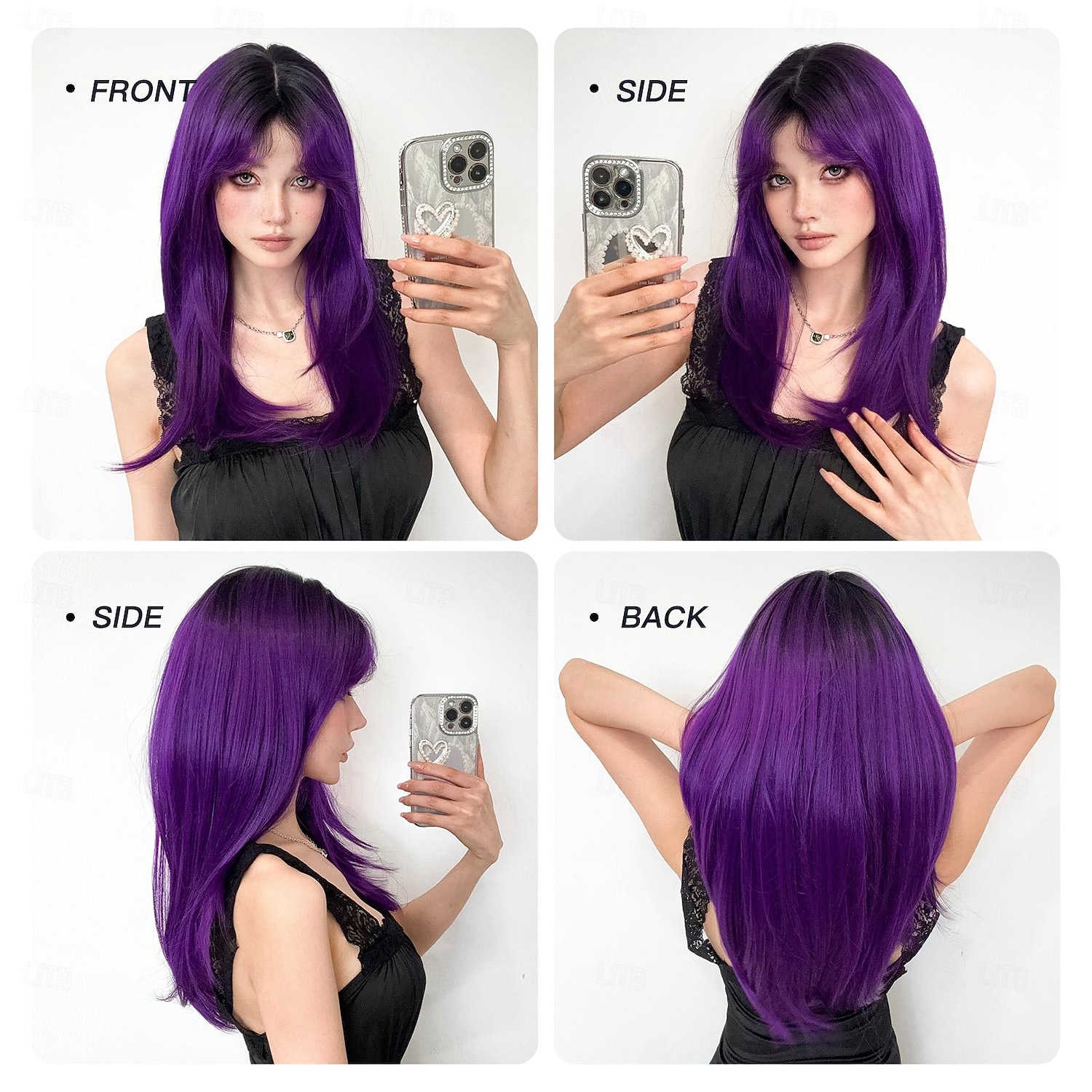 Synthetic Wig Uniforms Career Costumes Princess Straight kinky Straight Middle Part Layered Haircut Machine Made Wig 22 inch Bright Purple Synthetic Hair Women's Cosplay Party Fashion Purple 2026 - $23.99 –P4