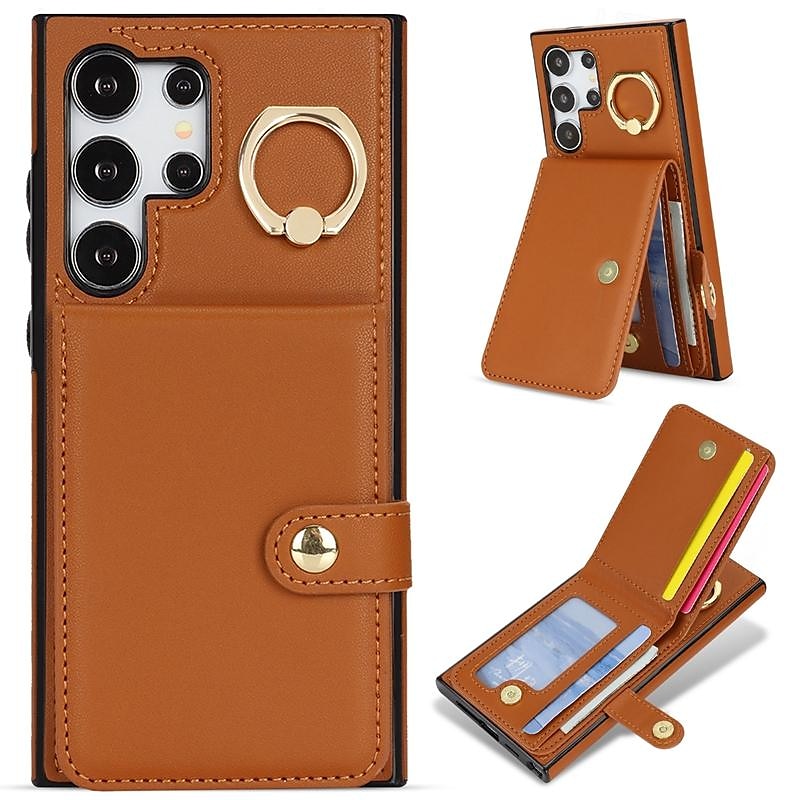 telefon Carcasă Pro Samsung Galaxy S24 Ultra Plus S23 Ultra Plus S22 Plus Ultra A55 A35 A25 A15 5G A14 A54 A53 S25 Ultra Pouzdro na peněženku se stojánkem Držák na prsteny Slot pro kartu Retro TPU PU 2025 - $19.99 –P1