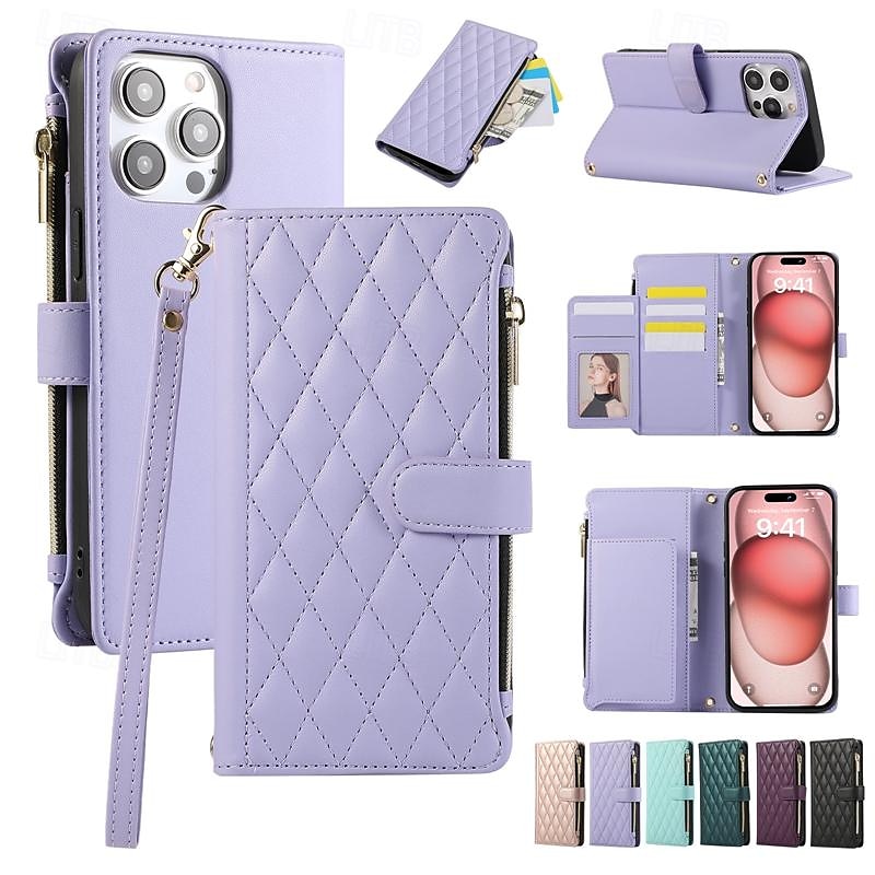 Phone Case For Samsung Galaxy iPhone 16 iPhone 15 Pro Max Plus iPhone 14 13 12 11 Pro Max Plus Mini Wallet Case with Stand Holder Magnetic Zipper Retro TPU PU Leather 2025 - $21.99 –P2