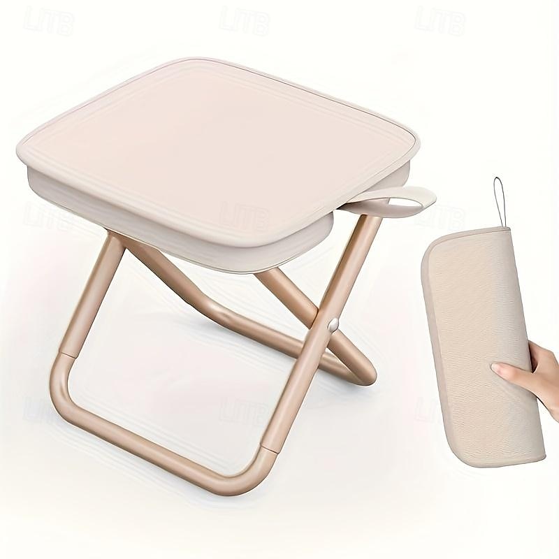 Compact Square Iron Folding Stool Collapsible Stool Adjustable Zipper Portable, Lightweight, and Durable for Outdoor Camping, Fishing, and Backpacking - Easy to Carry and Store 2025 - $18.99 –P4