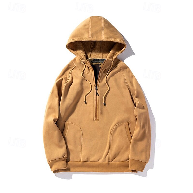 Per uomo Felpa con cappuccio Felpa con cappuccio e cerniera a un quarto Felpa con cappuccio in pile Nero Verde militare Cachi Con cappuccio Liscio Tasche Sportivo Giornaliero Per eventi Streetwear del 2025 a $28.99 –P9