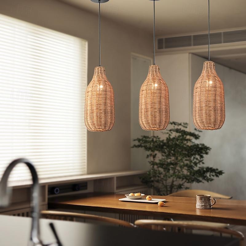 LED Pendant Light Japanese Rattan Dining Room Wabi-sabi Ratten Home Decor Pendant Light for Kitchen 2025 - $92.99 –P2