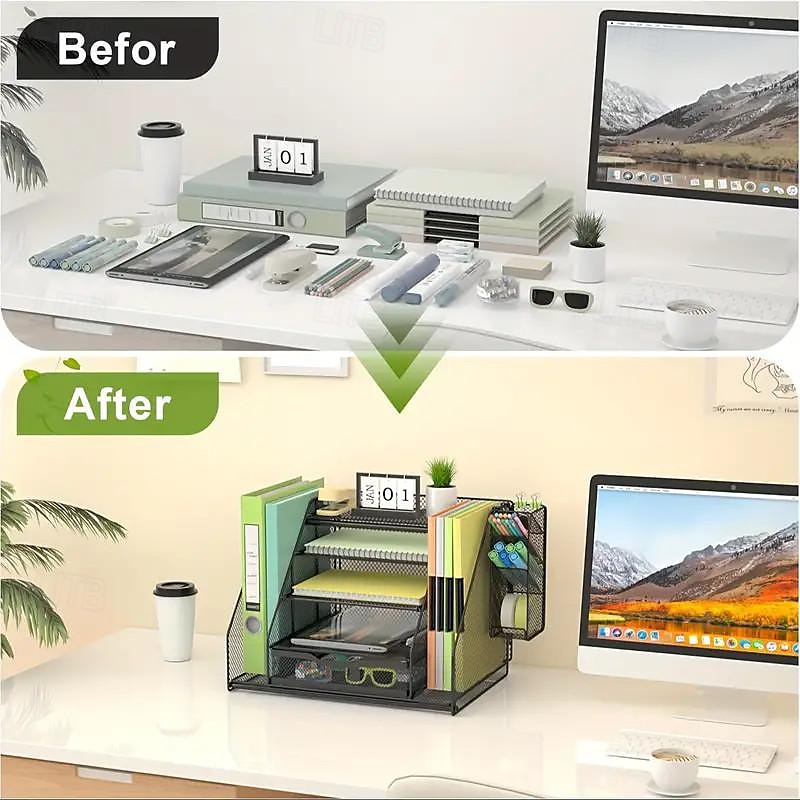 Office File Rack Multi-layer Desktop Shelf Office Supplies File Storage Shelf 2025 - $57.99 –P3