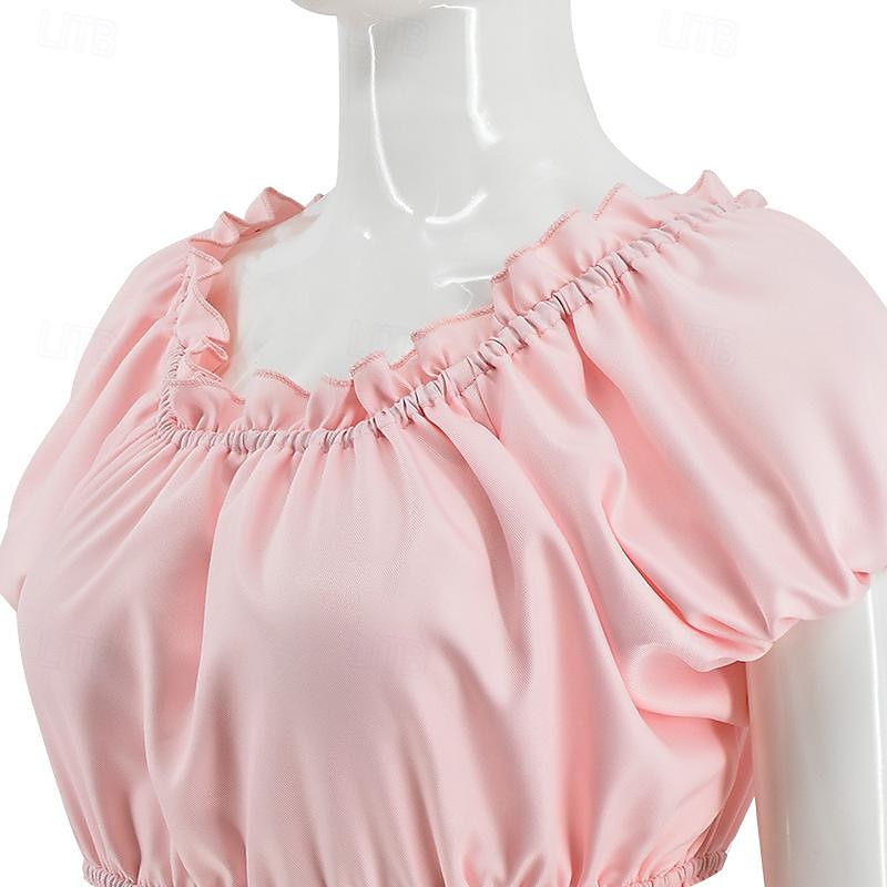 Renaissance 19ème siècle Période de la Régence Longueur au sol Robe Manches courtes Princesse Dame Col rond Déguisement Femmes Royal Halloween Carnaval Foire de la Renaissance Soirée à thème rétro de 2026 ? $59.99 –P5
