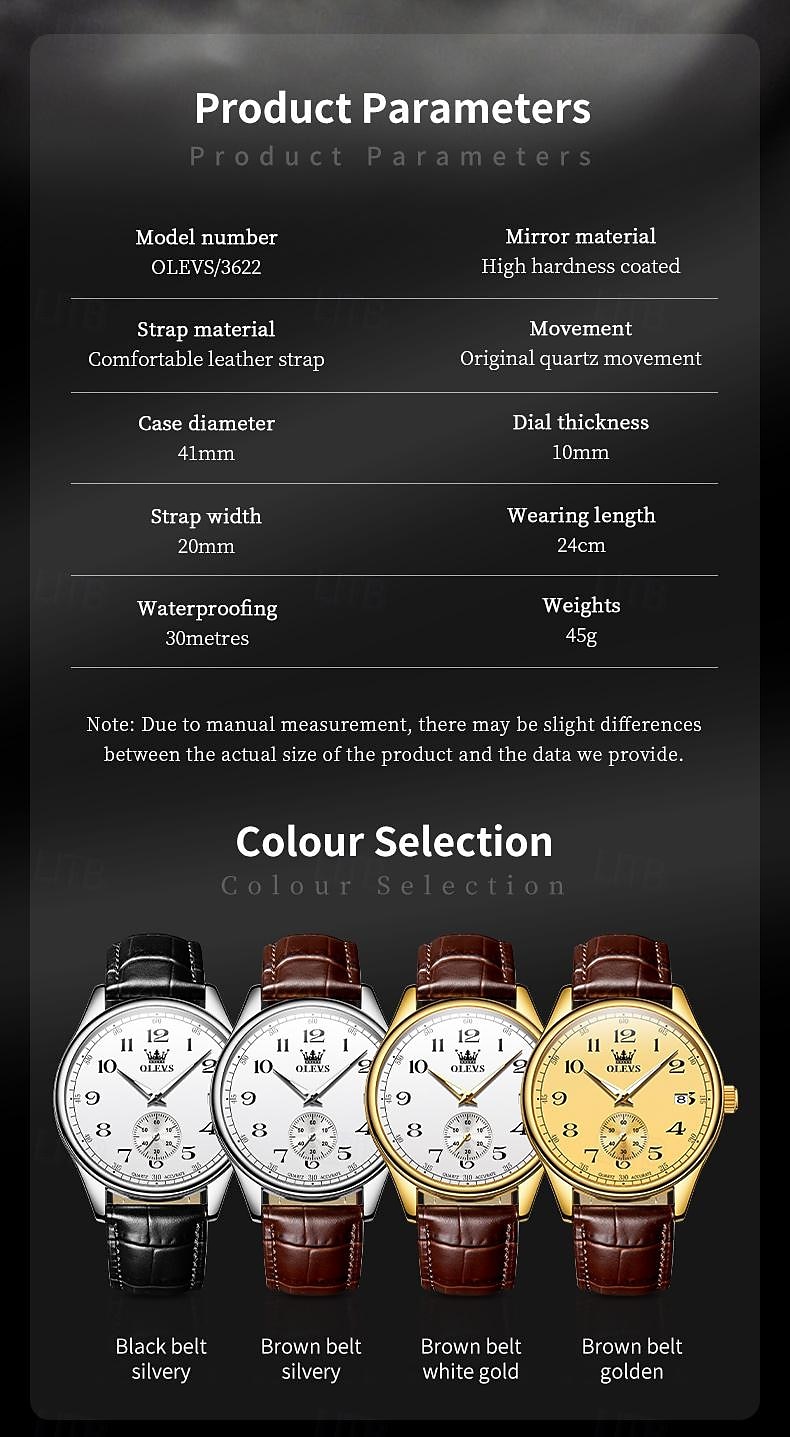 OLEVS Мужчины Кварцевые Минималистский Мода Наручные часы Светящийся Календарь ЗАЩИТА ОТ ВЛАГИ Украшение Кожа Часы 2026 - $28.99 –P6