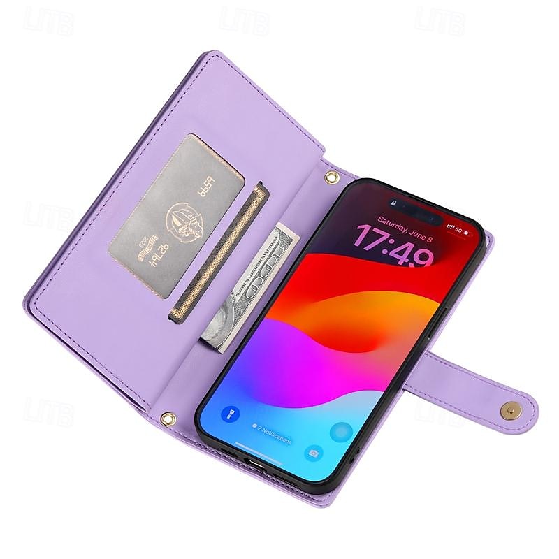 telefone Capinha Para iPhone 16 iPhone 15 Pro Max Plus iPhone 14 13 12 11 Pro Max Plus Mini SE Capa traseira Com Suporte Magnética Zíper Retro TPU Couro PU de 2025 por $24.99 –P11