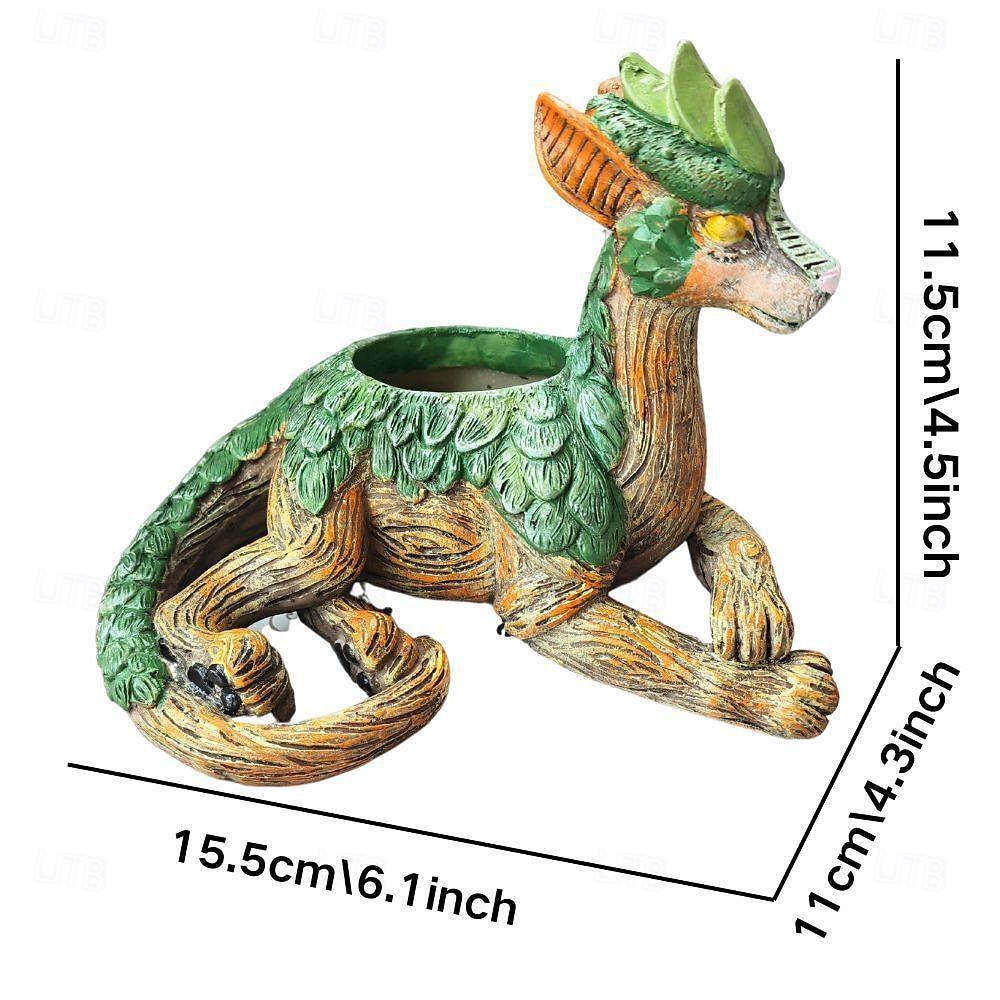 Dragon Succulent Planter, Creative Garden Guardian Statue, Ideal Sculpture & Figurines, Home Decor, Gift 2025 - $26.99 –P5