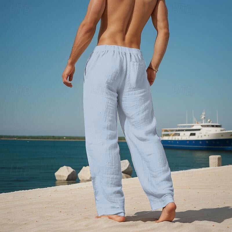 Pánské Letní kalhoty Elastický pas Grafika Kotva Pohodlné Plná délka Venkovní Streetwear prázdniny Havajské Bílá Vodní modrá Lehce elastické 2025 - $25.99 –P3