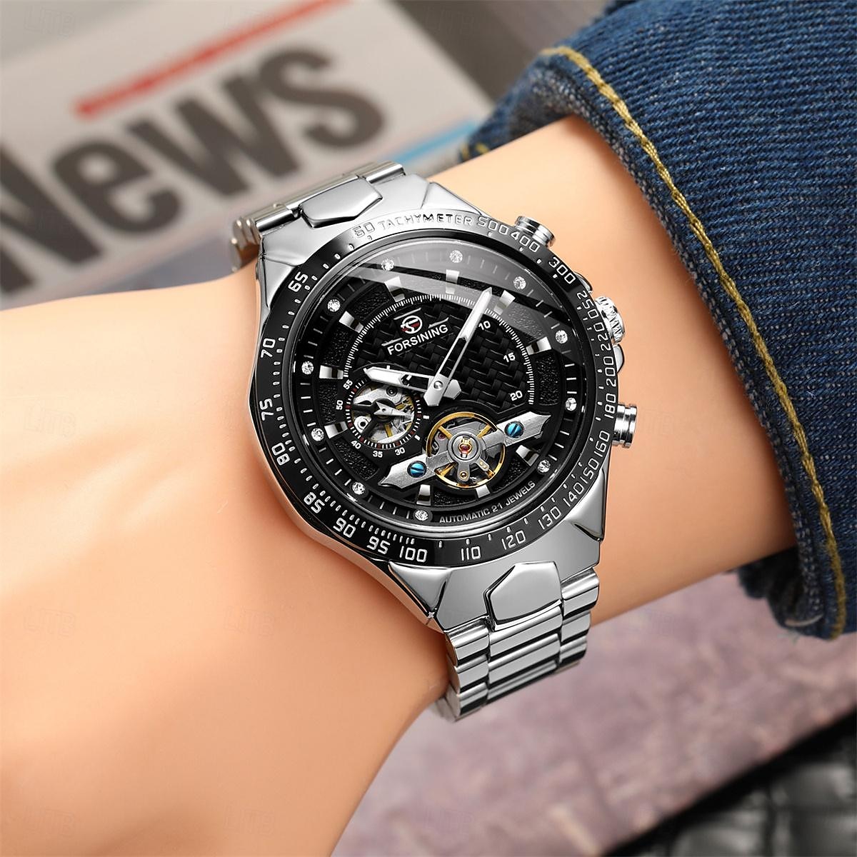 FORSINING Hommes Montre Mécanique Extérieur Sportif Mode Montre Bracelet Remontage automatique Lumineux IMPERMÉABLE Décoration Acier Suivre de 2025 ? $52.99 –P3