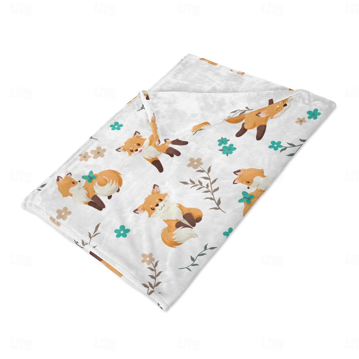 Autumn Animal Flannel Blanket - Soft and Cozy Fabric - Warm and Comfortable Design - Perfect for Fall Home Decor and Snuggling - Ideal for Sofa or Bed 2025 - $27.99 –P6