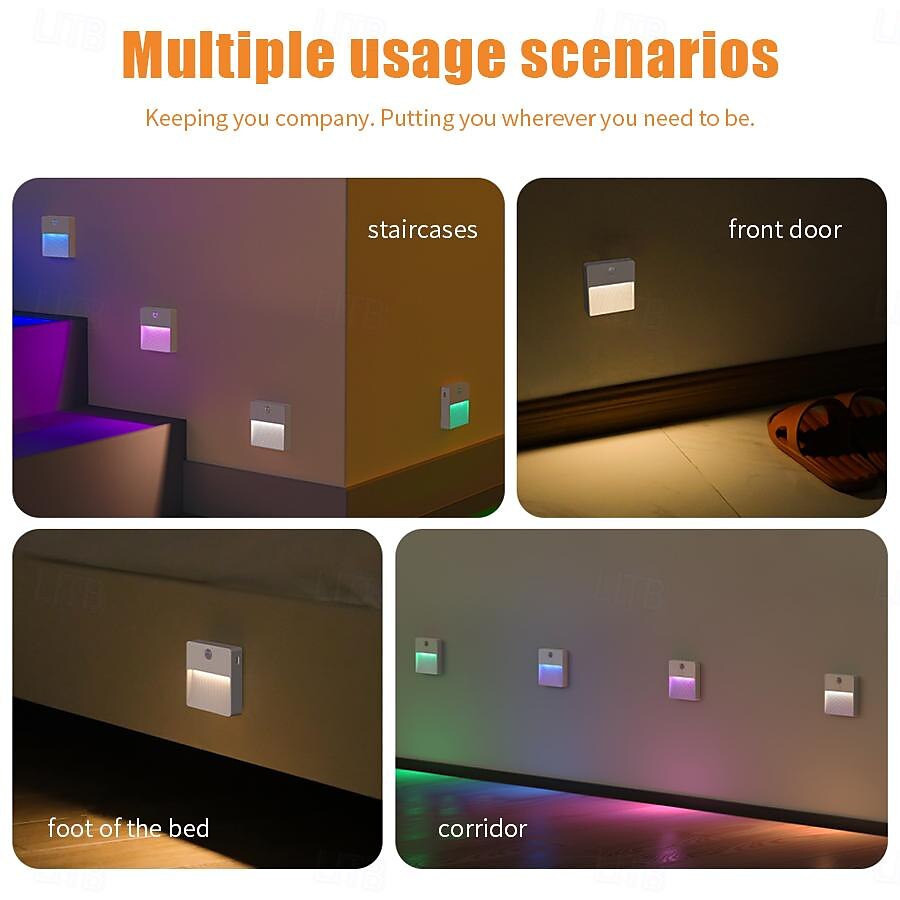 1pc LED Infrared Motion Sensor Night Light, Stepless Dimming Rechargeabl Night Light Automatic On/Off Adjustable Colors for Kitchen, Bedroom, Living Room, Hallway, Bathroom 2025 - $13.49 –P8