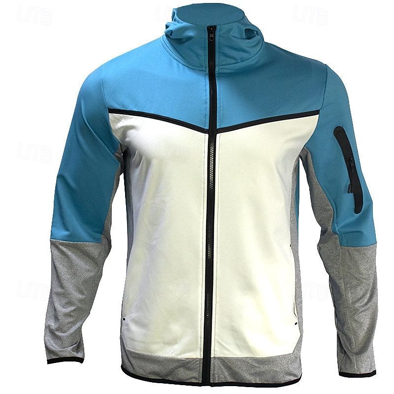 Men's Tracksuit Jogging Suit 2 Piece Full Zip Casual Fall Long Sleeve Breathable Soft Fitness Gym Workout Running Sportswear Activewear Color Block Gray Black Black Orange 2025 - $54.99 –P15