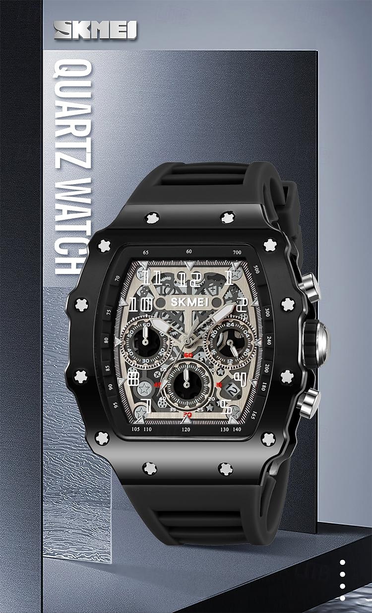 SKMEI Men Quartz Watch Outdoor Fashion Casual Wristwatch Stopwatch Countdown Calendar Waterproof Silicone Gel Watch 2026 - $42.99 –P1