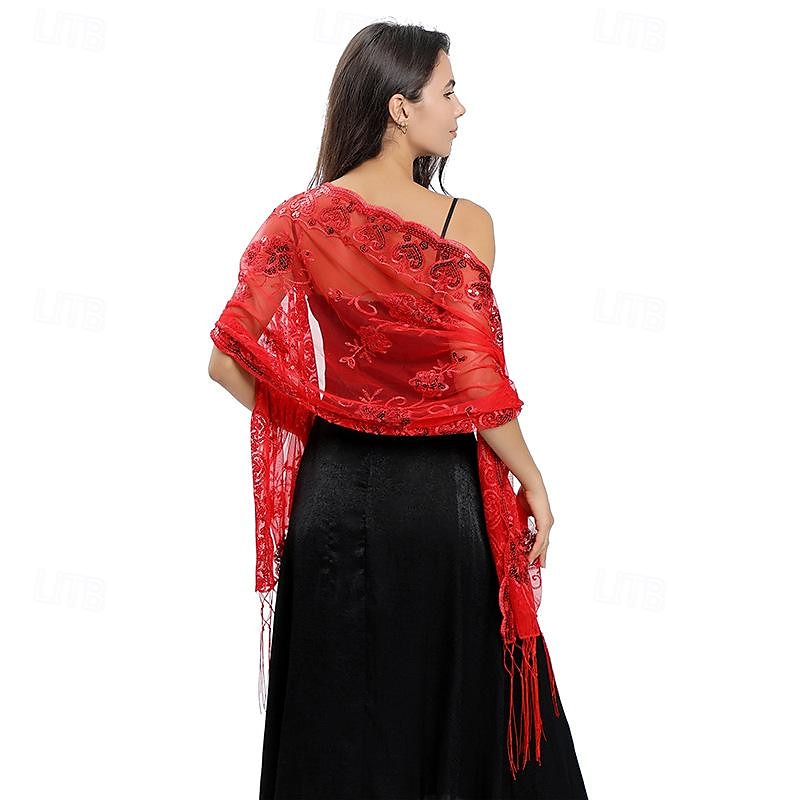 lange sjalomslag for kvinner fra 1920-tallet, kveldssjal med paljetter for kvinner formell/fest/bryllup/formell/harlem night 2025 - $27.99 –P11