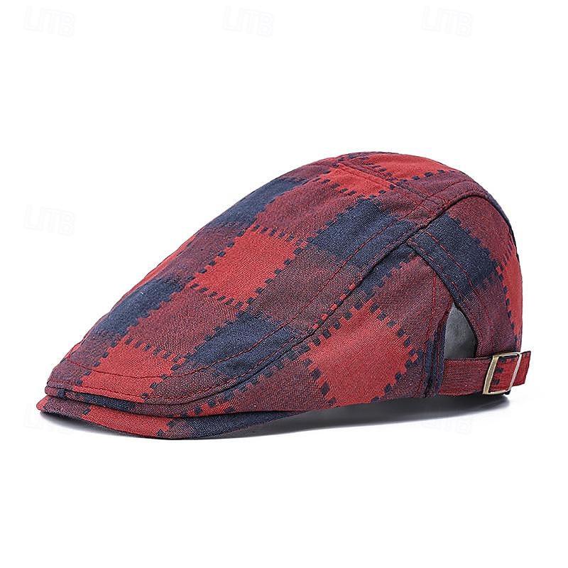 Pánské PLacatá čepice Klobouk Ascot Novinářský klobouk Fialová Rubínově červená Polyester Módní Na běžné nošení ulice Denní Pléd Nastavitelná Proti sluci Prodyšné 2025 - $8.99 –P7