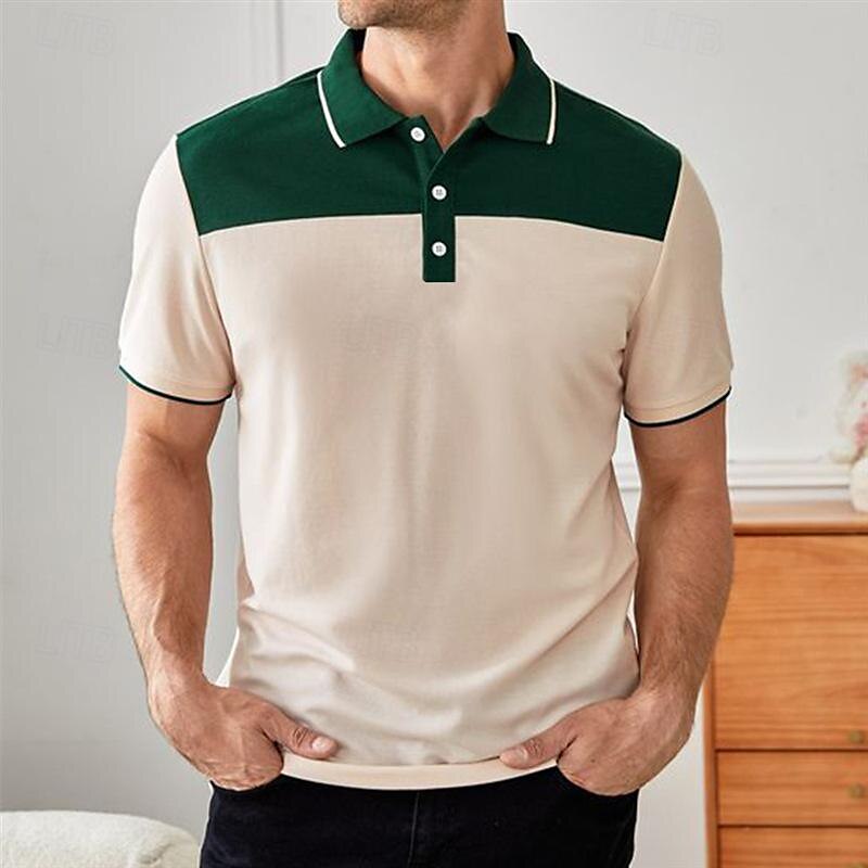 Herren Golfhemd Golfpolo Arbeit Casual Kargen Kurzarm Basic Modern Farbblock Patchwork Frühling Sommer Regular Fit Schwarz Marineblau Dunkelgrün Golfhemd 2025 - $17.99 –P1