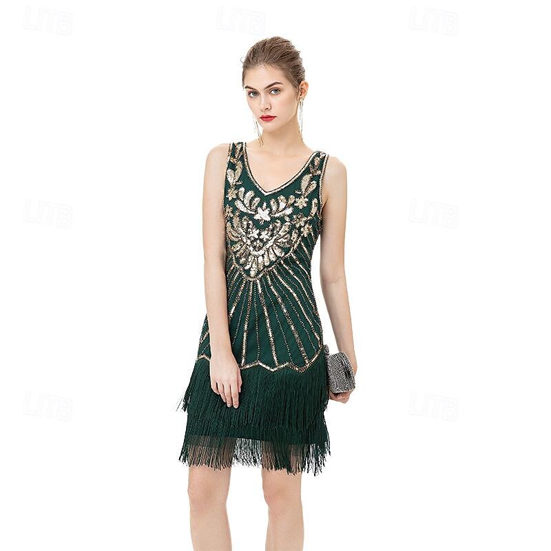 Retró Ordító 20-as évek 1920-as évek Flapper ruha Szerepjáték Jelmezek Felszerelések A nagy Gatsby Esküvői Vendég Flitter Rojt Női Karácsony Mindszentek napja Farsang Halloween Buli / Este Esküvői 2025 - $89.99 –P1