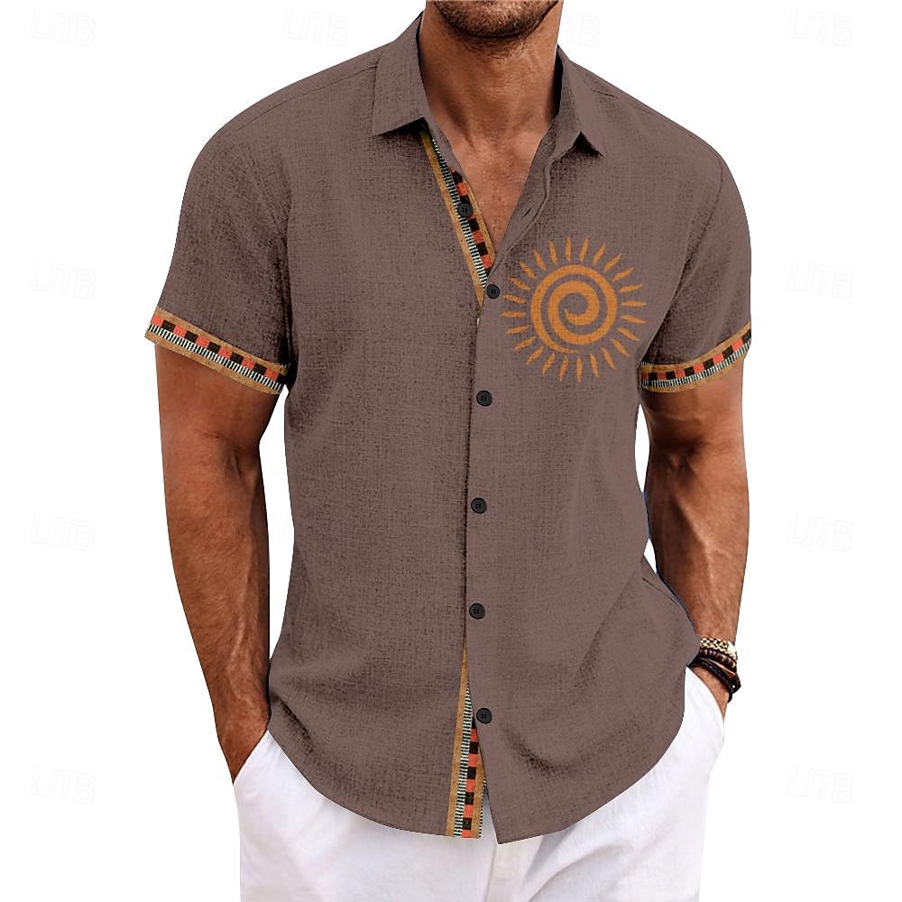 Homme Ethnique Chemise Chemise boutonnée Manche Courte Décontractées Tribal Vacances du quotidien Eté Printemps Col rabattu Boutonner Impression 3D Noir Rouge Vert Gris de 2025 ? GBP £18 –P3