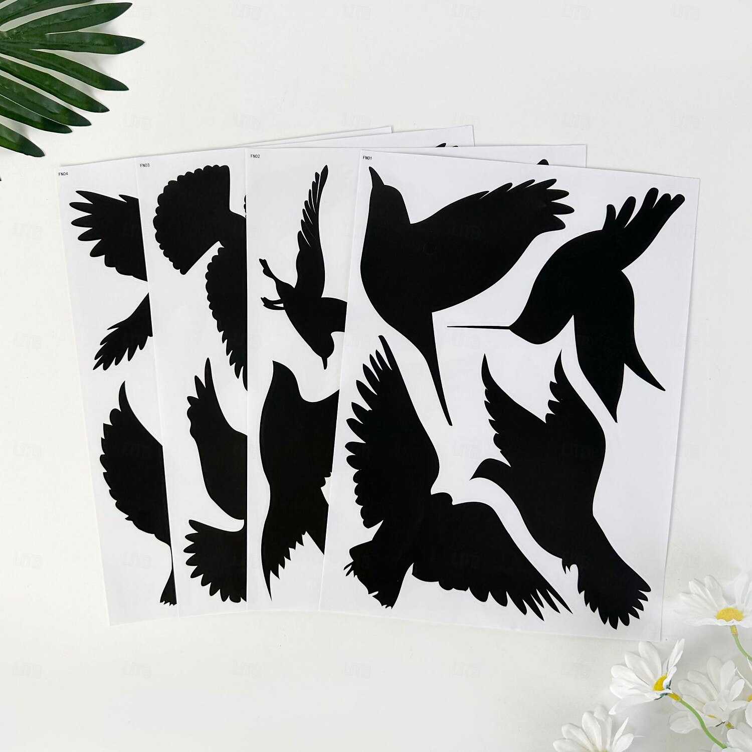 16 шт./компл. наклейки на стену и наклейки на окна с изображением колибри, черные наклейки на стекло из ПВХ без клея, декор для предупреждения столкновений с птицами, легкое очищение и приклеивание оконных украшений 2026 - $9.99 –P1