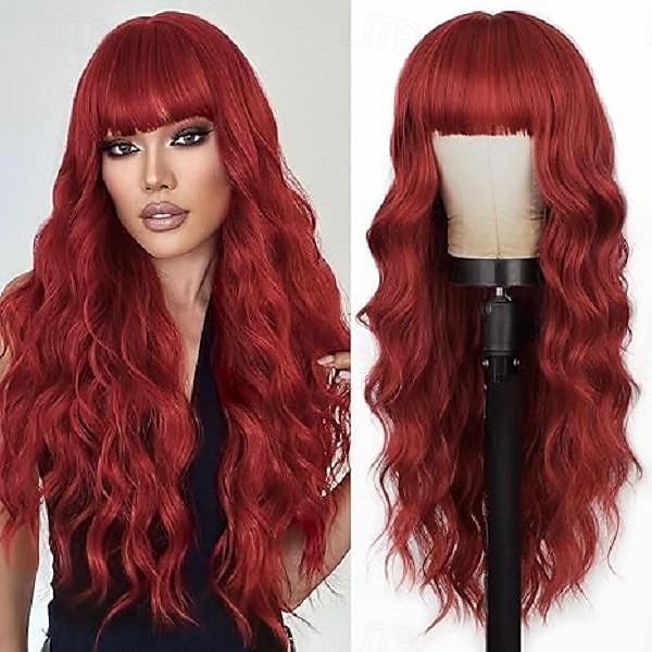 Parrucca con frangia parrucca ondulata lunga per donne parrucche sintetiche ricce capelli dall'aspetto naturale resistenti al calore parrucche per uso quotidiano festa cosplay 26 pollici parrucche di del 2025 a $24.99 –P4