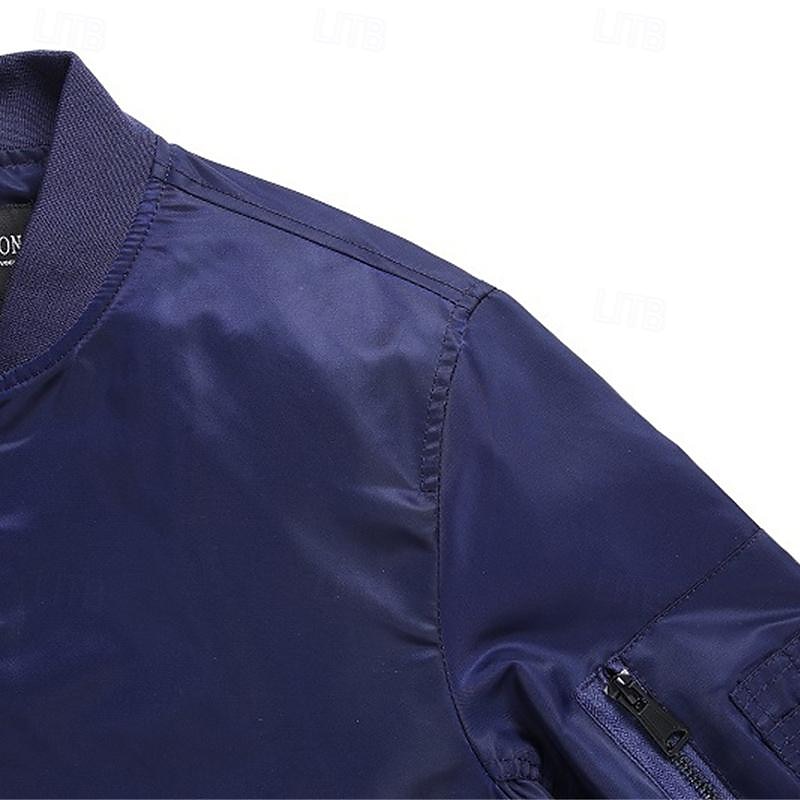 Herren Bomberjacke übergangsjacke Ausgehen Tasche Frühling & Herbst Einfach Klassisch Stehkragen Regulär Schwarz Gelb Rot Königliches Blau Hellgrau Jacken 2025 - $47.99 –P12
