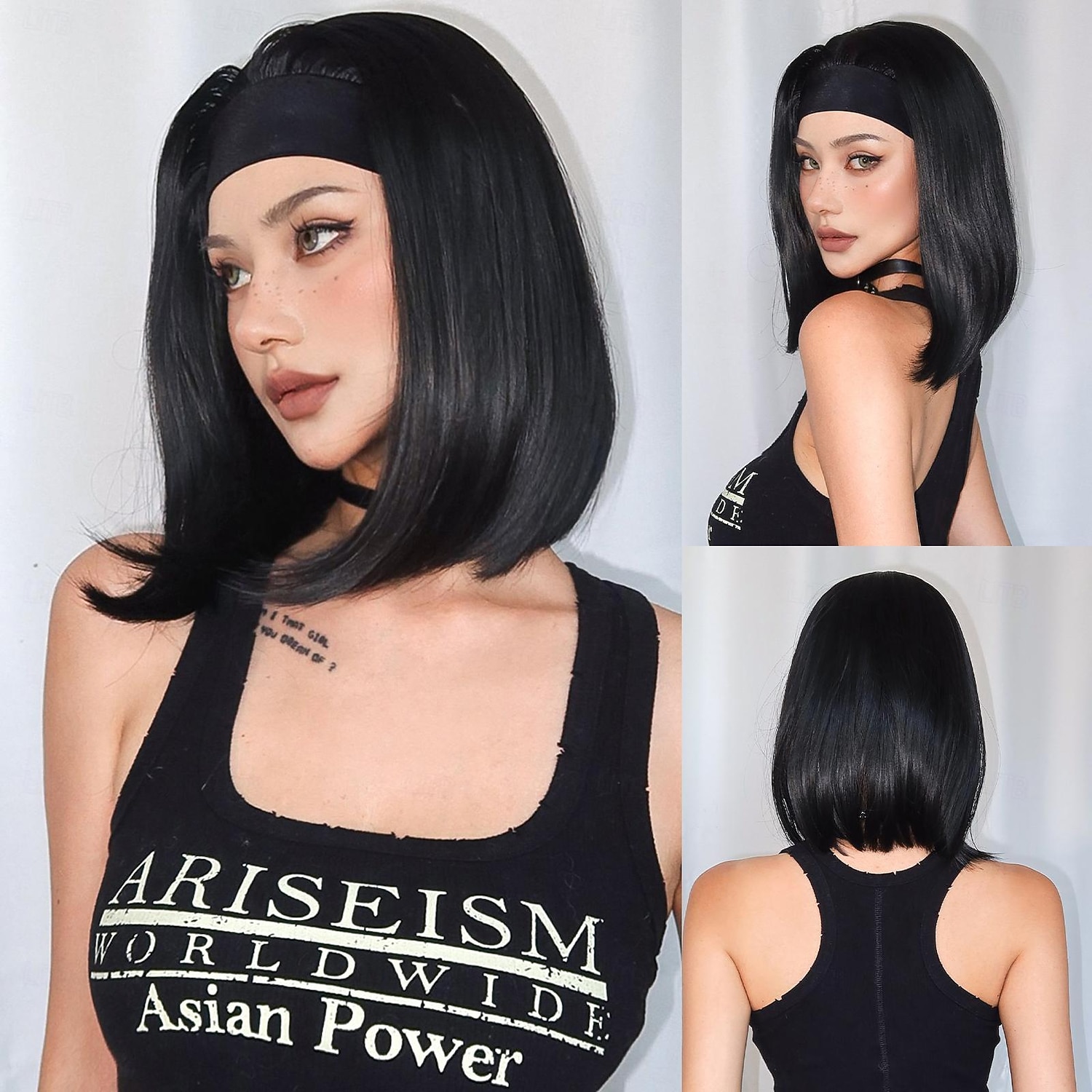 Synthetic Wig Uniforms Career Costumes Princess Straight kinky Straight Middle Part Layered Haircut Machine Made Wig 14 inch Black Synthetic Hair Women's Cosplay Party Fashion Natural Black 2026 - $19.99 –P1