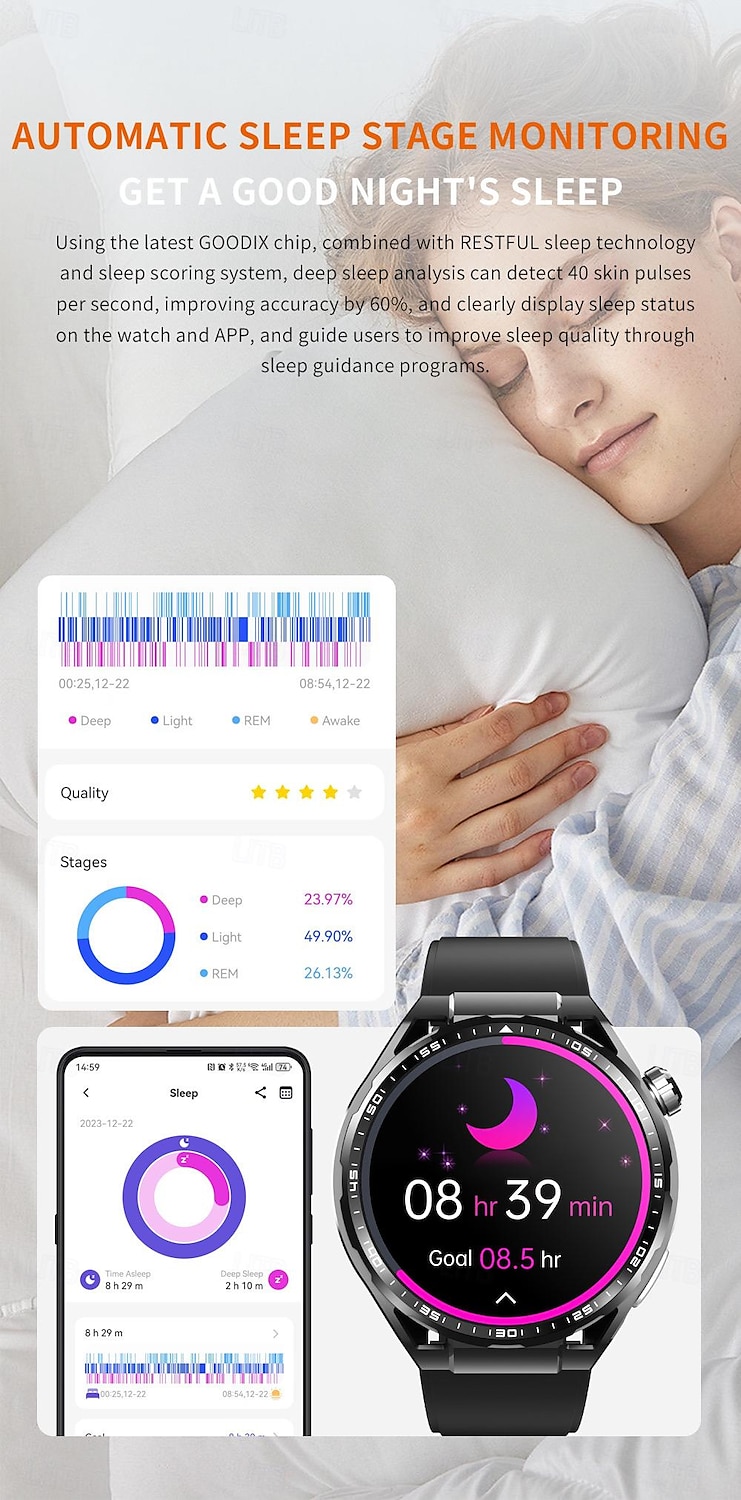 696 F200 Smart Watch 1.55 inch Smart Band Fitness Bracelet Bluetooth Pedometer Call Reminder Sleep Tracker Compatible with Samsung Men Hands-Free Calls Message Reminder IP 67 46mm Watch Case 2025 - $81.99 –P12