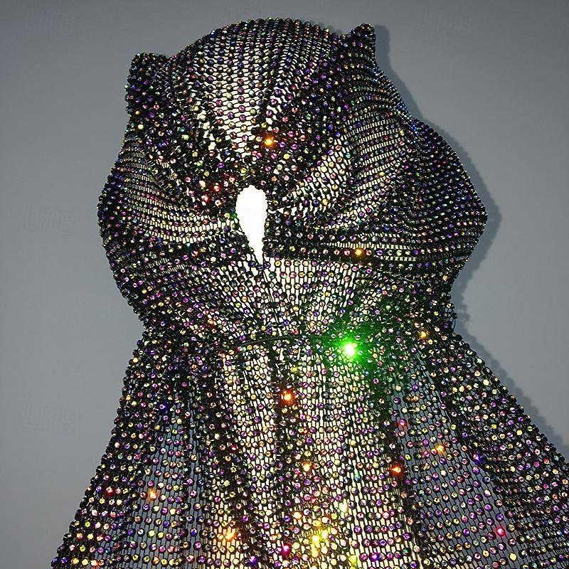lussuosa fascia per capelli a maglia larga con strass - fascia elastica per turbante con cristalli e accenti scintillanti - perfetta per le donne in discoteca, rave party del 2025 a $25.99 -P10